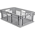 Hudson Exchange 24 x 16 x 8" (2 Pack) Mesh Straight Wall Handled Storage Container Tote, Gray