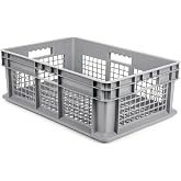Hudson Exchange 24 x 16 x 8" Mesh Straight Wall Handled Storage Container Tote, Gray