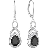 TIMFROZ 925 Sterling Silver Infinity Dangle Drop Earrings Leverback Earrings 5A Cubic Zirconia Birthstone for Women Anniversary Mother's Day Birthday for Her