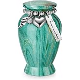 SOITIS Small Urns for Human Ashes Keepsake, 2.83 Inches Memorial Urn for Women Men, Aluminum Cremation Urns for Human Ashes- Emerald Green with Heart Urn