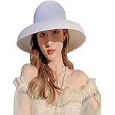 WUODHTW Women's Floppy Wide Brim Summer Beach Straw Hat UPF 50+ Sun Hat