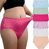 Feihtl Womens Underwear Cotton Plus Size Briefs XL-5XL Ladies Panties Mid High Waist Full Coverage Undies 6 Pack