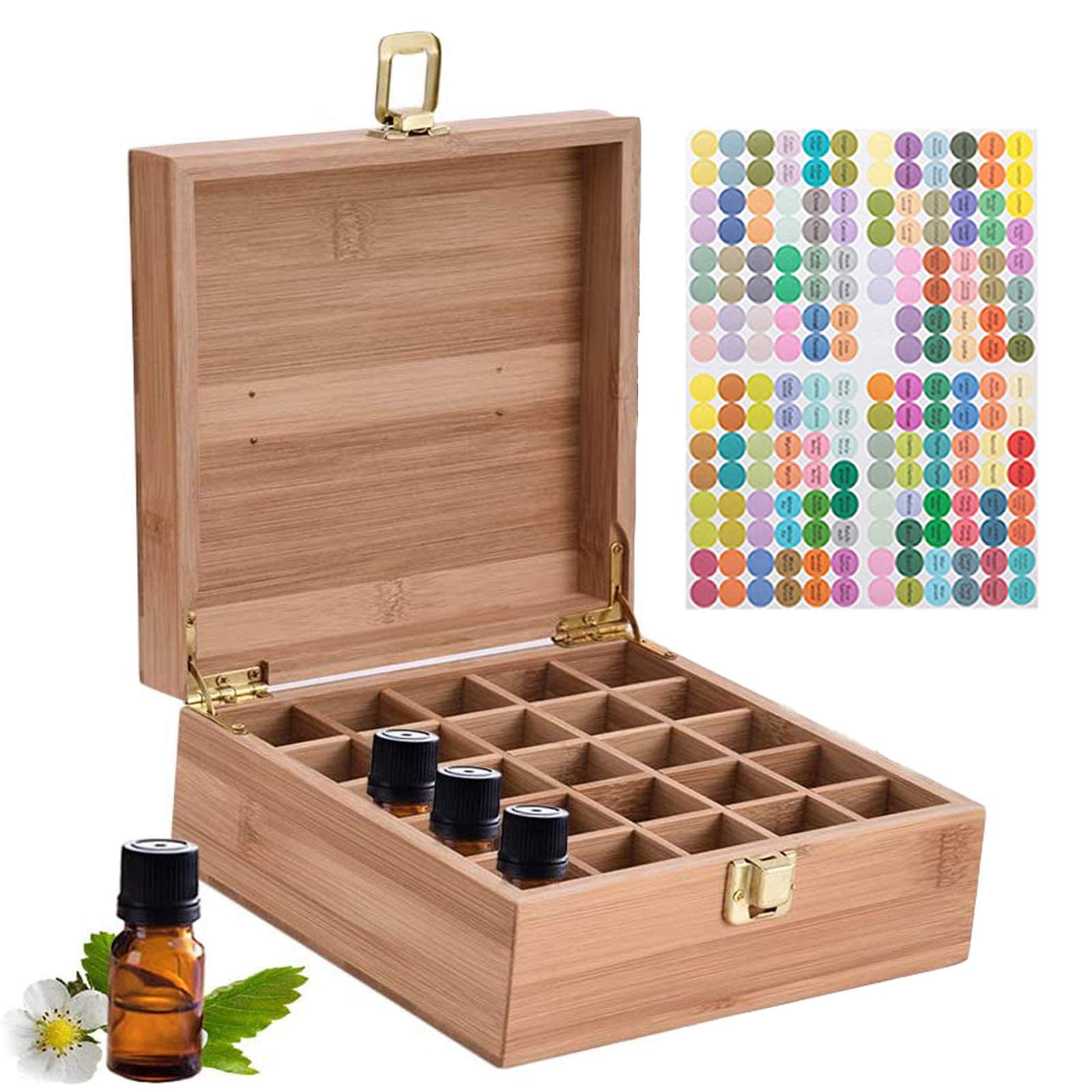 Better Quality than Pine - 25 Slots Bamboo Essential Oil Organizer - Holds 5 10 15 ml Aromatherapy Bottles - Ideal Travel Storage Case Display Presentations Containers Box #2