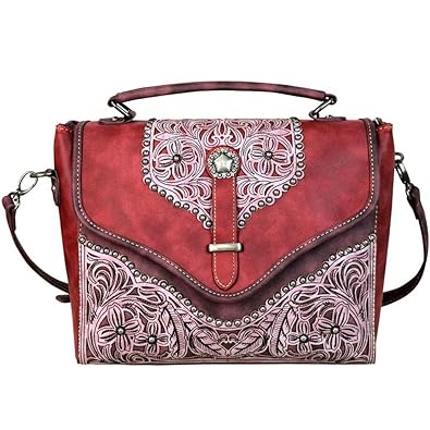 Montana West Handbags Western Floral Applique Satchel / Cross Body Purses MW604-8662