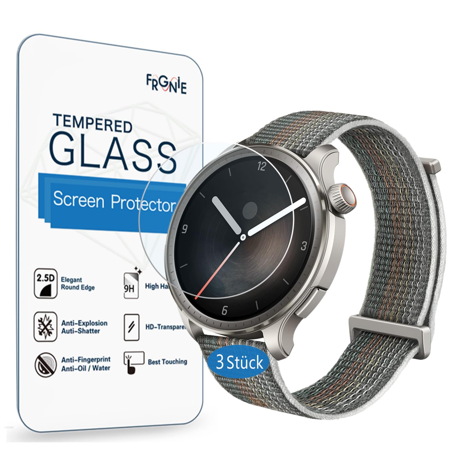 Frgnie Screen Protector Compatible with Amazfit Balance Smartwatch (Pack of 3) 2023 New GTR 9H Tempered Glass Screen Protector
