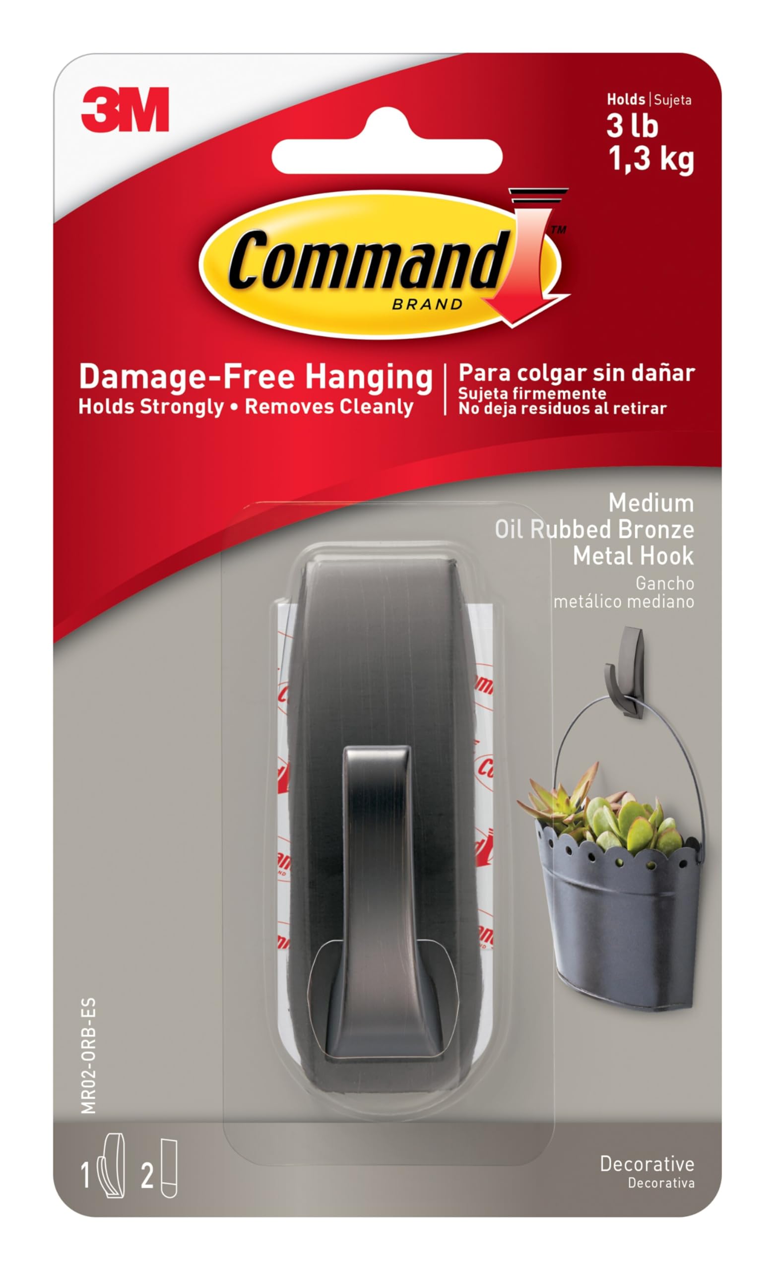 Command Medium Modern Reflections Metal Hook, Holds