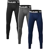 TELALEO 1/2/3/4 Pack Boys' Youth Compression Leggings Pants Tights Athletic Base Layer for Running Hockey Basketball