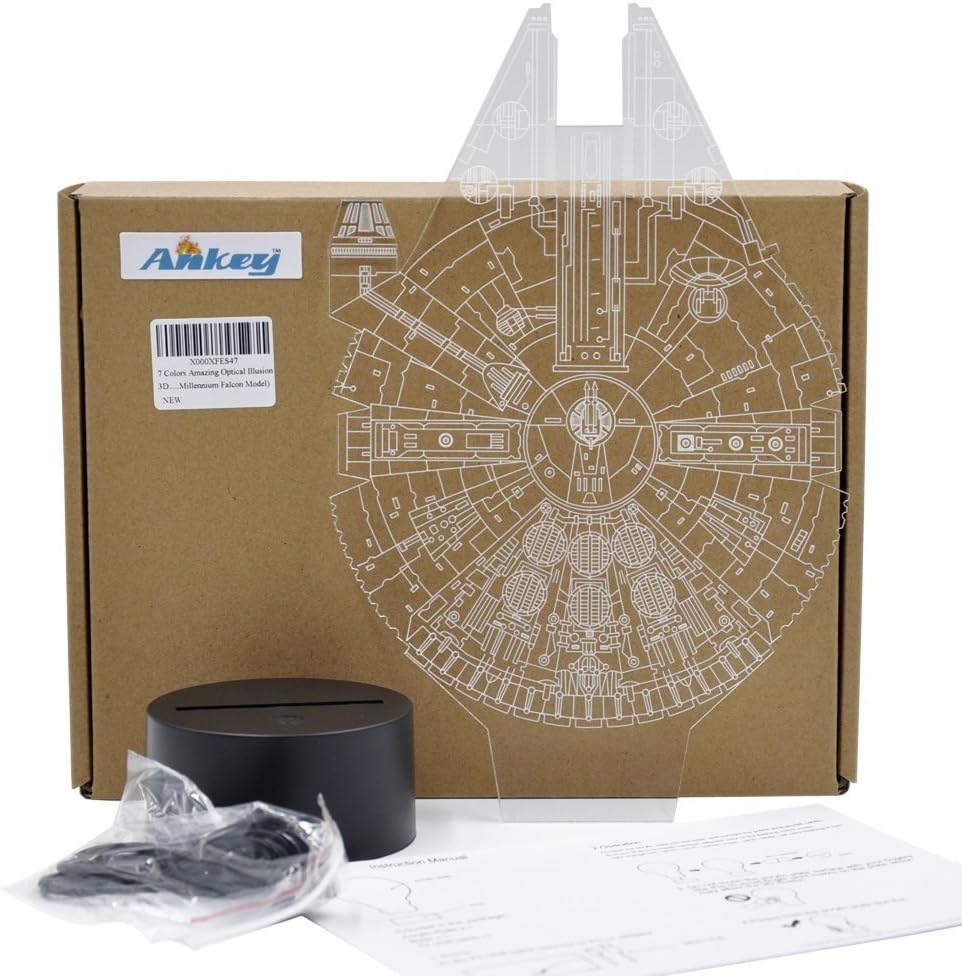 7 Colors Amazing Optical Illusion 3D Glow LED Lighting Toys Decor Lamp ( Millennium Falcon Model)