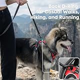 PoyPet No Pull Dog Harness Reflective Vest with 2 Leash Attachments Red M view 4