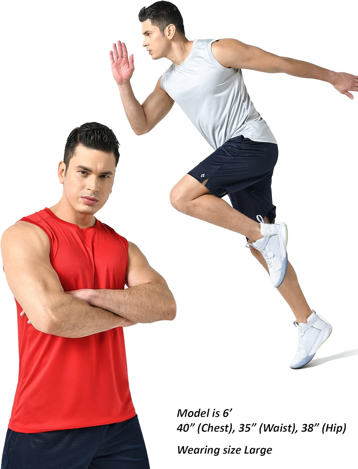 Liberty Imports Pack of 5 Men's Stretch Cool Dry Muscle Tank Tops Athletic Crewneck Sleeveless Workout Shirts: Clothing