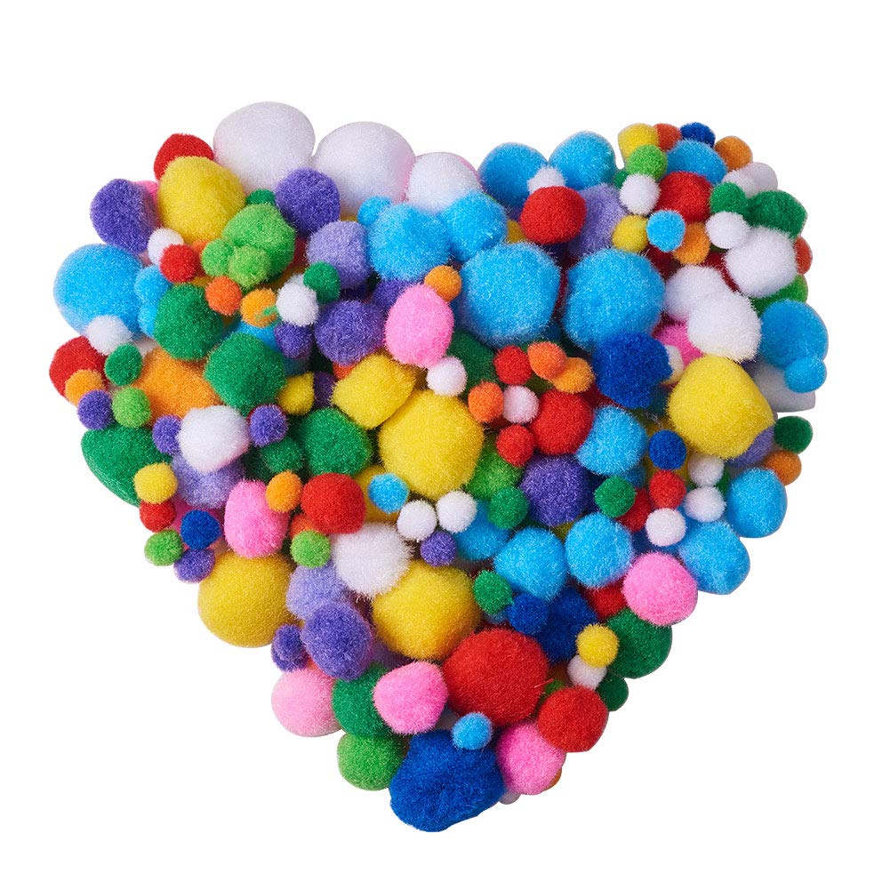 PandaHall Elite About 550 Pcs Assorted Pompoms Multicolor
