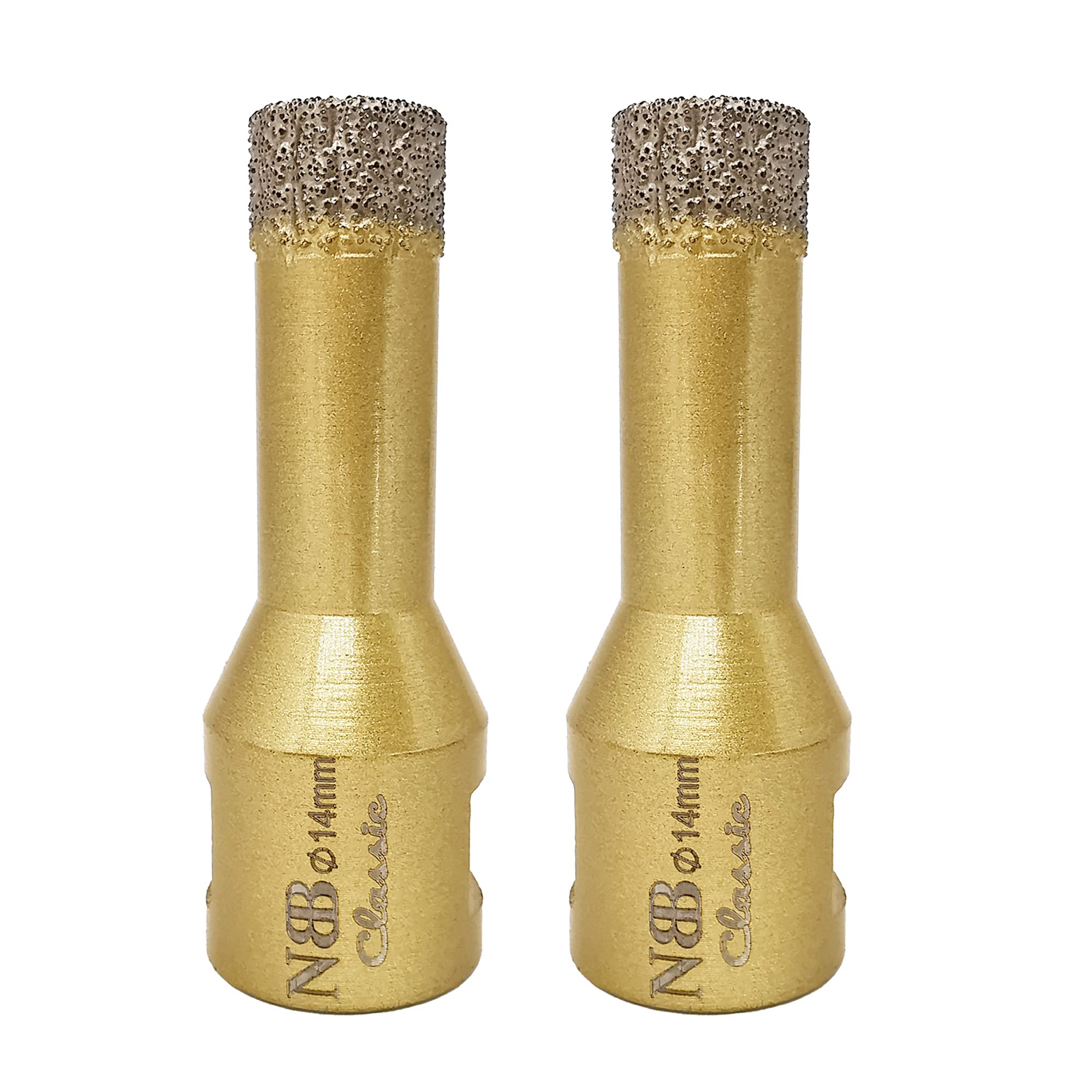 NBB vacuum brazed diamond hole saw with M14, Classic Golden type, diamond drill bit for dry or wet drilling professionally on hard porcelain, ceramic, tile, granite, marble,for angle grinder(2, 14mm) — image 1