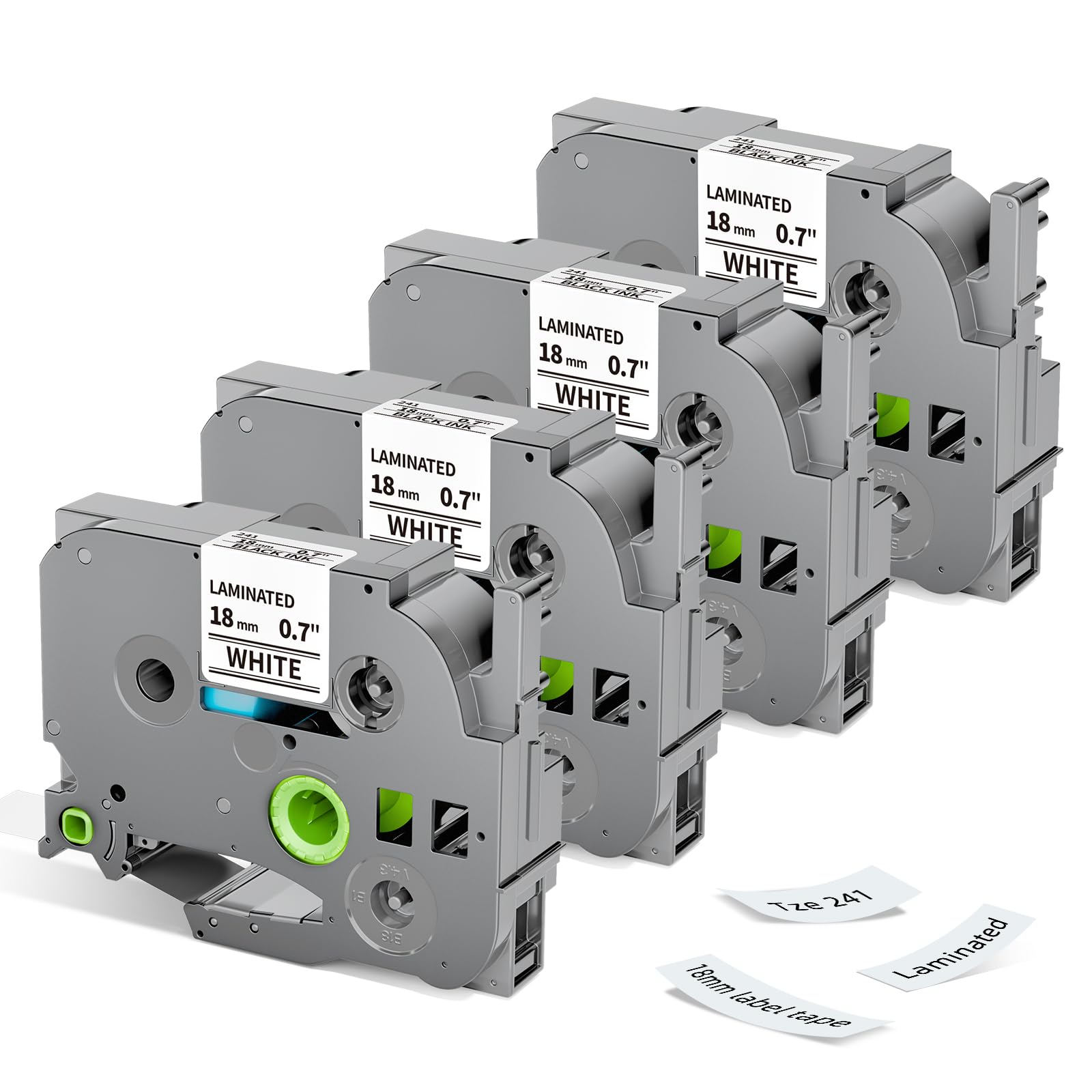 Photo 1 of 18mm 0.7” Label Maker Tape Compatible with Brother P Touch TZe-241 Laminated White TZ Tape for PT-D410 D400 D600 P700 Printer, 4-Pack Label KINGDOM TZ-241 (3/4in x 26.2ft)