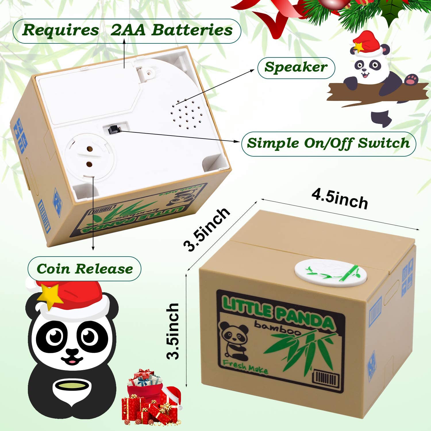 Panda Stealing Money Bank, Mischief Panda Coin Bank, Cute Piggy Bank for Kids, Automatic Money Saving Piggy Bank for Boys, Girls,Great Gift for Children(Panda Version)