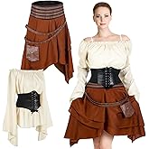Newcotte Pirate Costume Halloween Women Renaissance Costumes Gothic Skirt Victorian Pirates Skirts Pirate Top Medieval