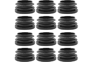 Bonsicoky 12 Pack 1-1/4 Inch (32mm) Round Plastic Hole Plugs, Black Pipe Tubing End Cap for Round Metal Tube