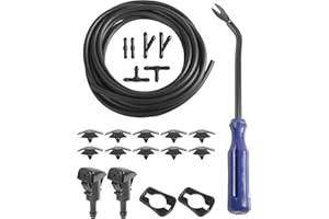 UBOG 22PCS Windshield Washer Hose Kit,13FT Washer Fluid Hose,6 PCS Hose Connectors,2 Fan Nozzles,Car Accessories Windshield Fluid Hose Replacement,Suitable for Most Car Windshield Fluid Tubing