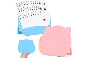 WKCHXD Card Holders for Playing Cards, 2 Pack Playing Card Holder for Kids Adults and Seniors, Hands Free Card Game Holder for Arthritis Little Hands,Poker Parties Travel Family Game Nights (Blue & Pink)