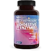 BioEmblem Digestive Enzymes - 10 Enzymes w/ 12 Strain 1 Billion CFU Probiotics for Nutrient Absorption & Digestive Support - Papaya, Bromelain & Papain to Help Bloating & Gas - Non-GMO - 60 Capsules