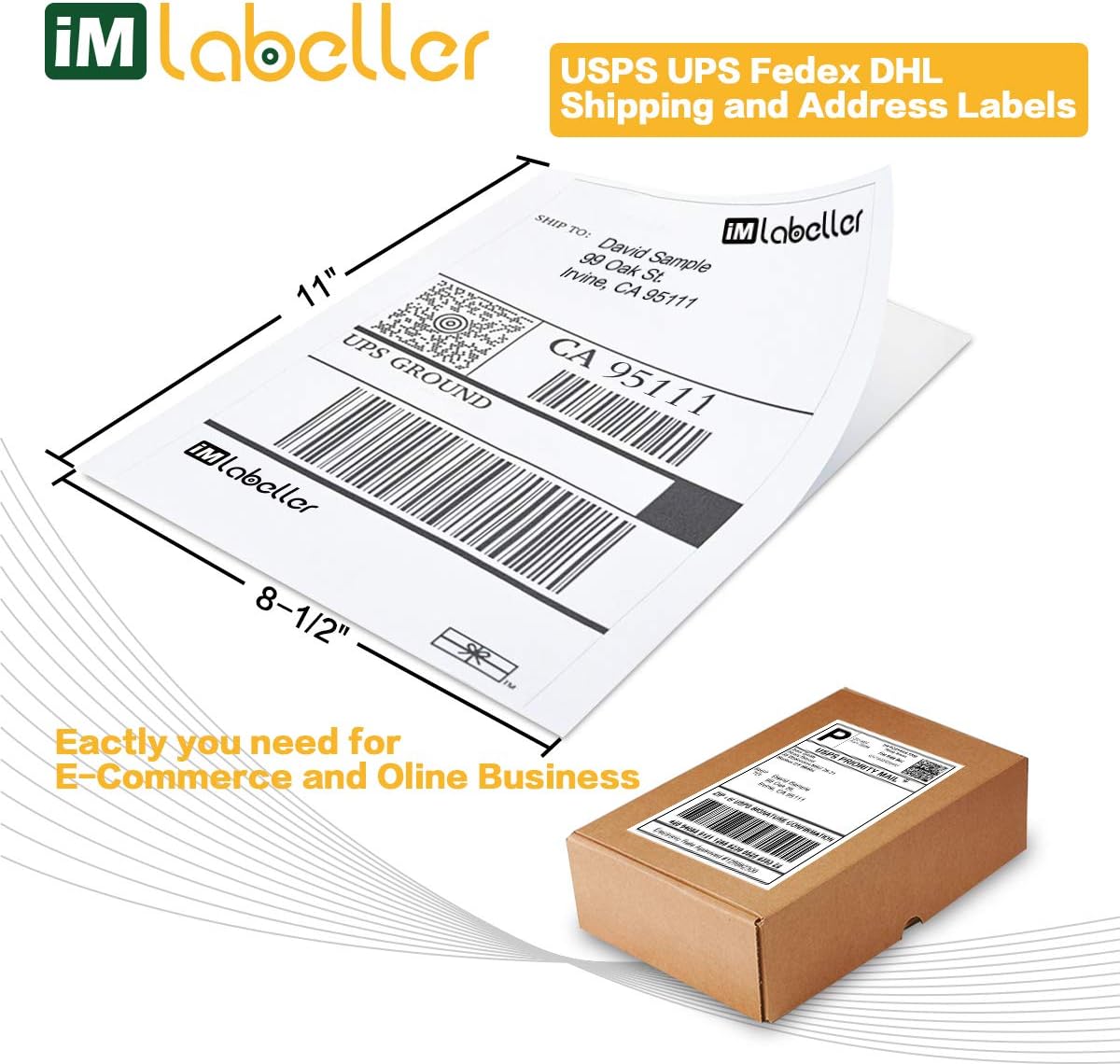 iMlabeller Full Size Label Sheets 8.5x11 Laser and Inkjet Full Page Label Shipping Labels, Printable Sticker Paper, 100 Sheets 100 Counts : Office Products