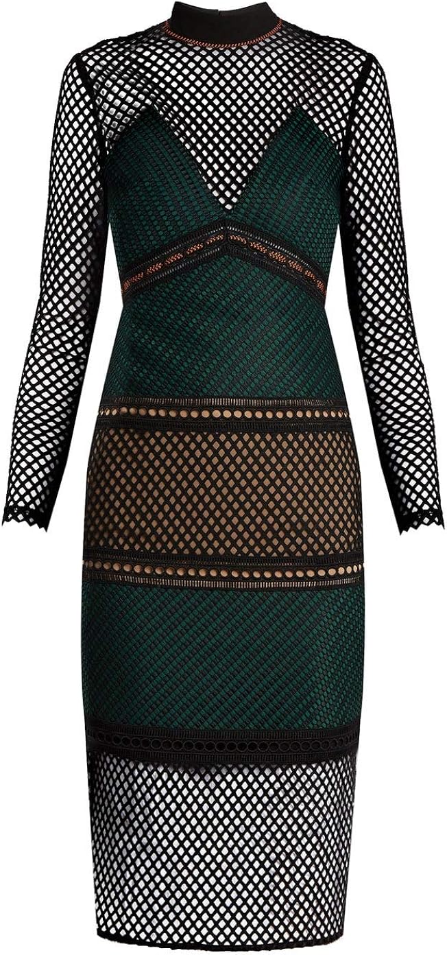 forest green lace midi dress