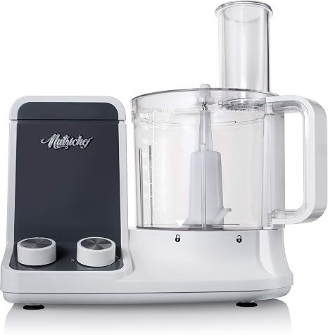 Amazon Com Nutrichef Ncfp8 Ultra Quiet 600 Watt Powered Electric Processor Vegetable Chopper Multipurpose 12 Cup Food Processor Speed Function For Easy Prep 6 Attachment Blades White Kitchen Dining