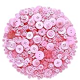 Greentime 350Pcs Buttons for Crafts Assorted Size for Valentines Day Sewing DIY Crafts Decoration Wedding Gift-Pink