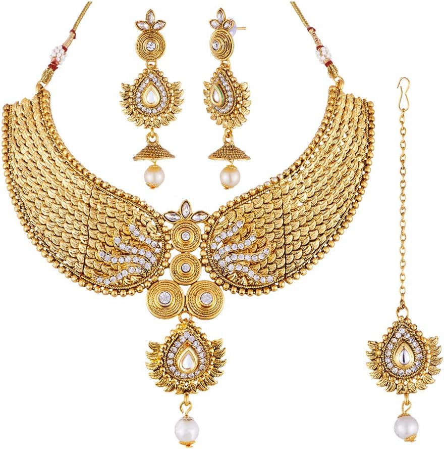 Apara Bridal Necklace Maang Tikka Choker Pearl Jewellery For Women