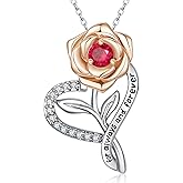 LAVALE Heart Birthstone Necklace for Women, Ideal Anniversary Birthday Gifts for Women Wife Girlfriend Her, Amazing Valentine's day Gift for Mom Women