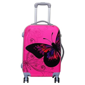 Tramp & Badger 360 Rotating Wheels, Butterfly Printed Pattern Non-Breakable Trolley Bag - (28 inch Cabin Size)