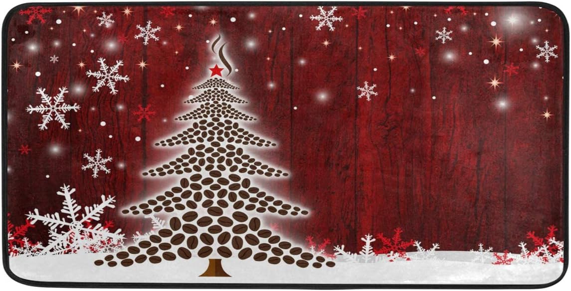 Anti Fatigue Kitchen Floor Mat, 39 x 20 In Vintage Non Slip Absorbent Comfort Modern Standing Mat Soft Kitchen Runner Rug for Hallway Entryway Bathroom Living Room Bedroom Christmas Tree: Kitchen & Dining
