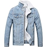 LZLER Men's Fleece Jean Jacket Winter Cotton Sherpa Lined Denim Fur Trucker Jacket