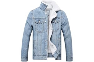LZLER Men's Fleece Jean Jacket Winter Cotton Sherpa Lined Denim Fur Trucker Jacket
