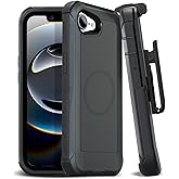 MOTIVE Designed for iPhone 16e Case with Belt Clip, Compatible with Magsafe Qi2, Heavy Duty and Quad Layer Military Grade Protection for iPhone 16e Holster, 6.1" | Black - 2025