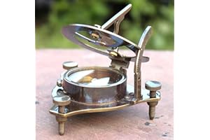 RIYLBEX Antique Brass Sundial Compass & Nautical Marine Gifts: Vintage Pocket Watch, Sailing Gadget, & Replica Pirate Ship Clock - 3 Inch
