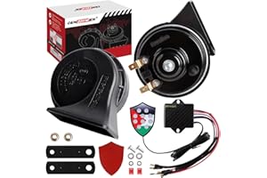 CENZHIWEN Musical Car Horn with Controller 12v Motorcycle Horns High/Low Tone Metal Dual Horns Kit Waterproof with Cars, Motorbike,Pickup. Alternative Electronic Components for Cars and truck ﻿ (10-tone)