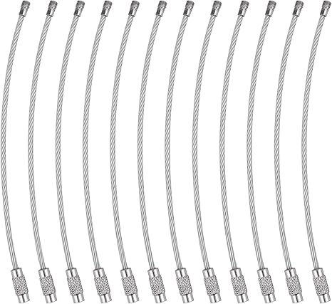 Amazon Co Jp ワイヤーキーホルダー Wisdompro キーチェーン ネジ式 キーリング ステンレス製 スチールケーブル 紛失 盗難防止 11cm 12本セット シルバー ホーム キッチン