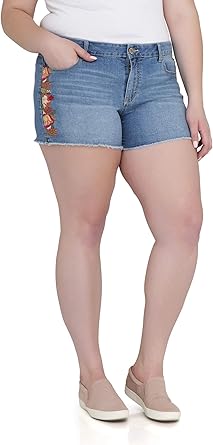 women's plus size stretch denim shorts