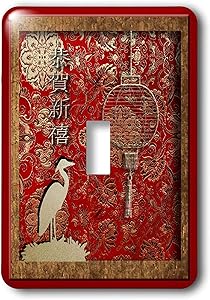 3dRose LLC lsp_12979_1 Crane and Lantern Happy New Year in Chinese - Single Toggle Switch