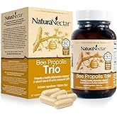 NaturaNectar - Bee Propolis Trio Capsules, NSF Certified Premium Brazilian Propolis - Gluten-Free Supplements with More Diverse Flavonoids & PWE - Naturally Sourced Through Ethical Beekeeping (60pcs.)