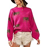 Women Oversized Knit Sweater Tiger Print Long Sleeve Pullover Tops Aesthetic Clothes Streetwear Knitwear