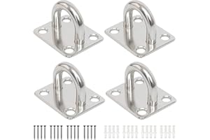Heavy Duty Pad Eye Plate Staple Ring Hook Loop U-Shaped Sail Shade Hardware - Wall Ceiling Hammock Hooks Hanger for Swing Sus