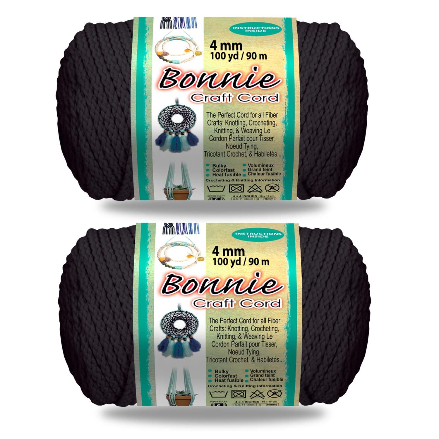 2 Pack Bonnie Macramé Cord - 4mm - 100 Yard Lengths