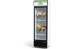 PROCOOL CREATIVE COOLING SOLUTIONS Procool 1-Door Floral Cooler - 12.7 Cubic Ft, 23” Wide, Energy Efficient Flower Fridge With Glass Door, Illuminated Sign, White Interior & LED Lighting - White Flower Refrigerator