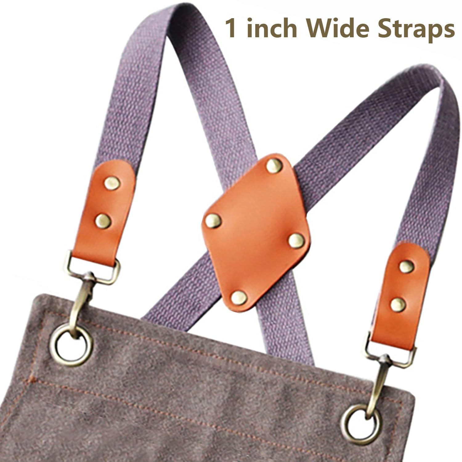 AFUN Work Aprons for Men with Large Pockets, Cotton Canvas Cross Back Heavy Duty Adjustable Tool Apron, Size M to XXL (Grey)