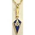 Trowel with Square & Compass Masonic Necklace - [Gold & Blue][1'' Tall]