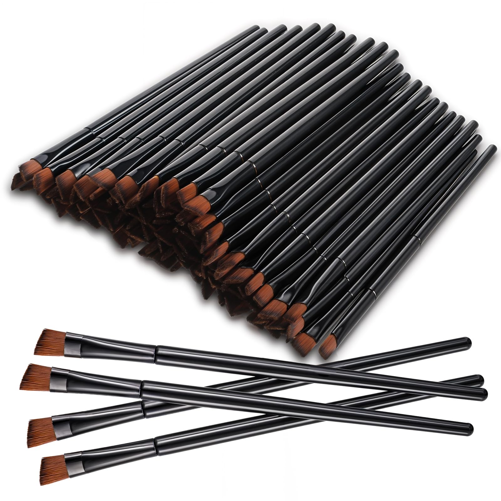 100 Pcs Disposable Eyeshadow Brush Travel Portable Eyeliner Brushes and Eyeshadow Applicator Sticks Tint Brush Flat Tapered Eyebrow Concealer Brush for Salon Beauty, Cosmetic and Esthetician Supplies