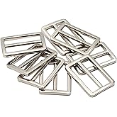 JWBIZ 8pcs Flat Metal Slide Buckle Belt Adjuster Sliders Tri Glide Strap Hardware Clasp (Silver, 1 1/4 Inch)