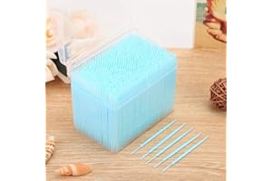 BORDSTRACT 1100PCS Plastic Toothpicks, Disposable Interdental Brush Picks in Clear Holders, Safe Sturdy Dental Plastic Toothp