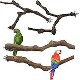 Allazone 4PCS Bird Perch Natural Grape Stick Bird Standing Stick Grapevine | Swing Chewing Toys Natural Grapevine Cage Perch For Parrot Cages Toy for Cockatiels, Parakeets, Finches